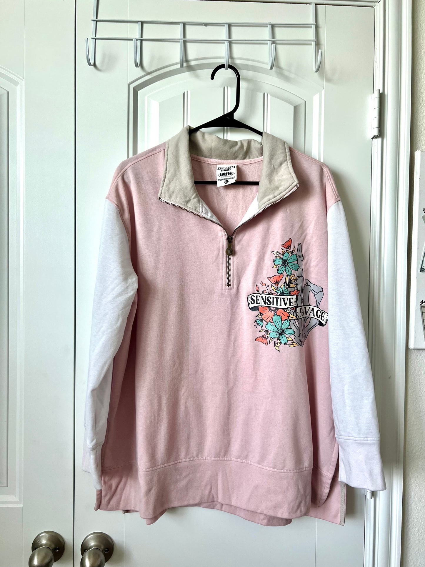 (Up) Cycled "Sensitive Savage" Half Zip Sweatshirt
