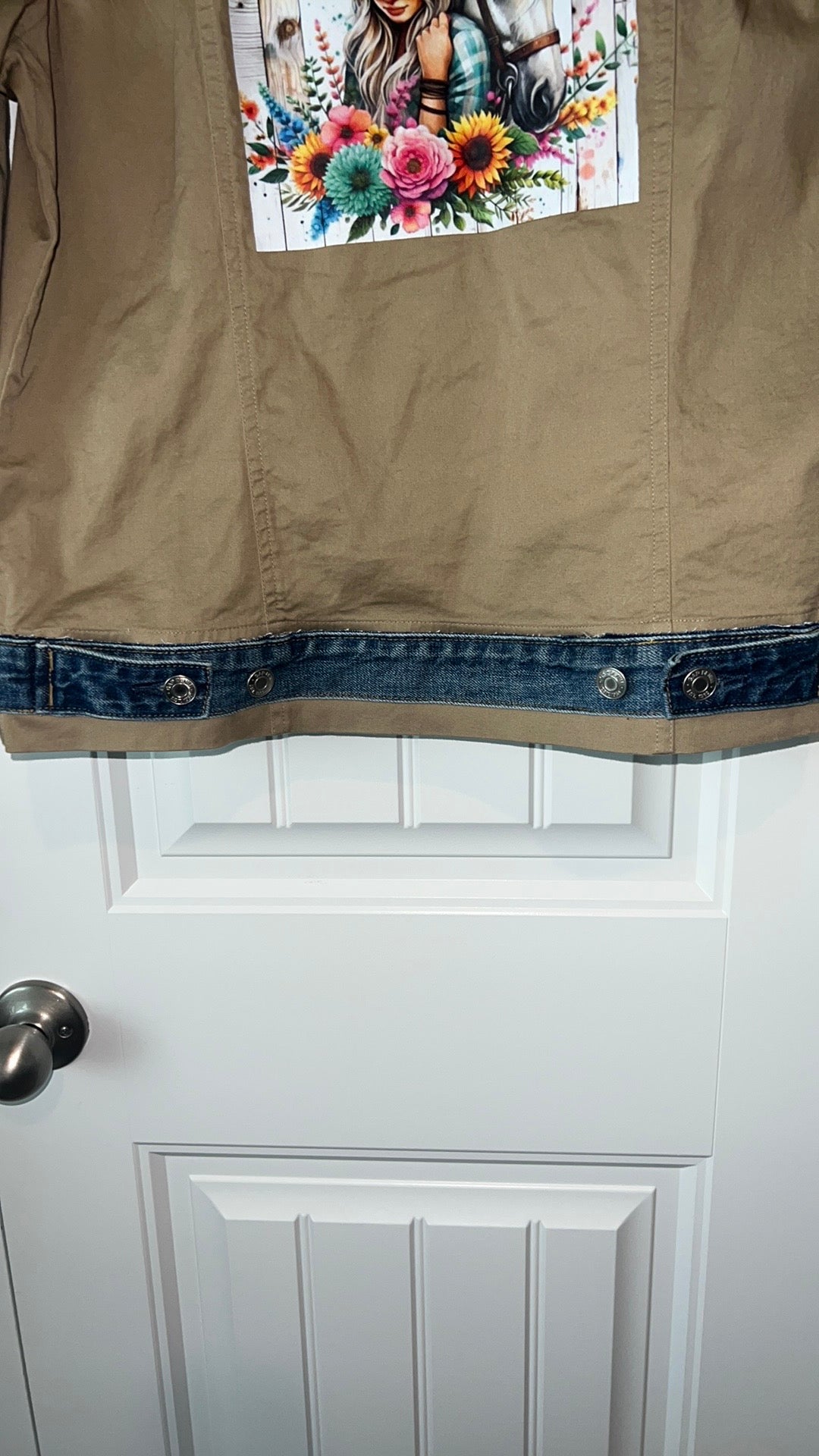 (Up) Cycled Tan Jacket with Denim Feature