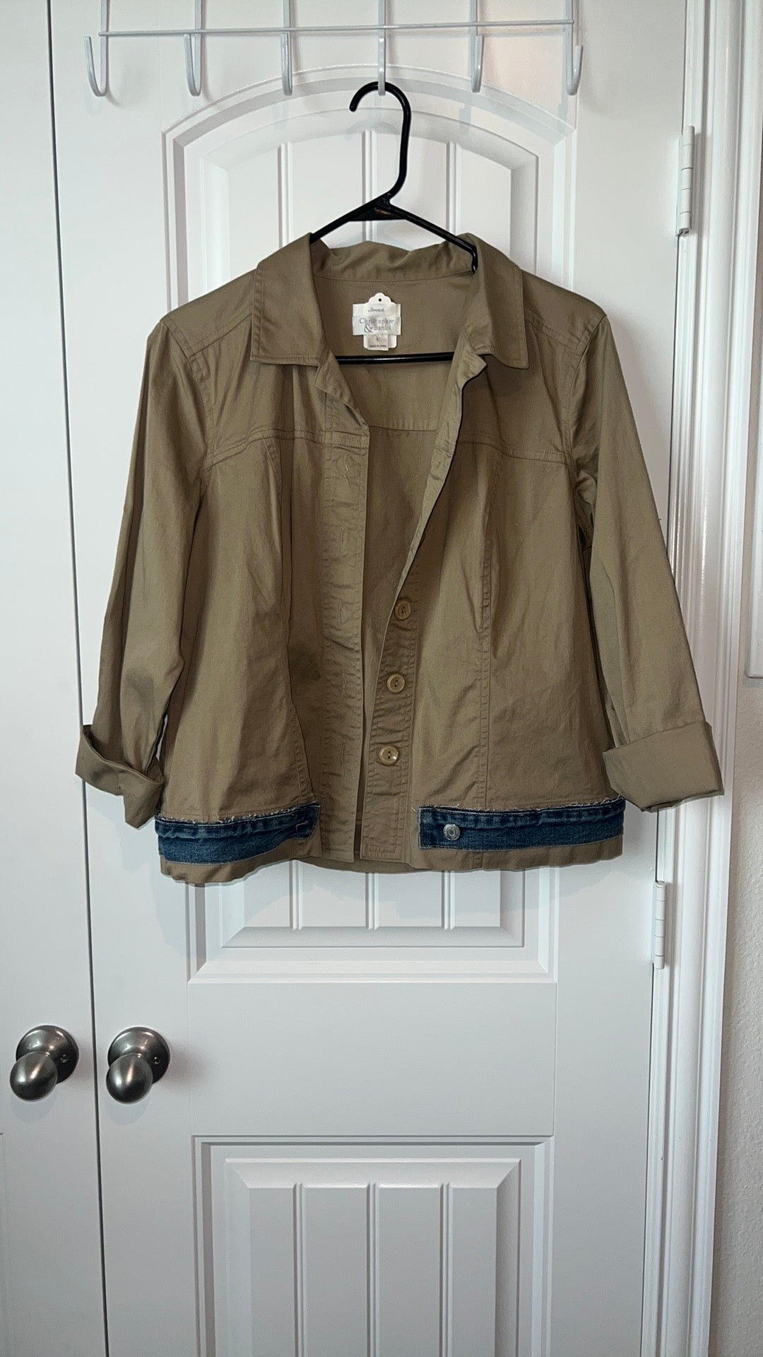 (Up) Cycled Tan Jacket with Denim Feature