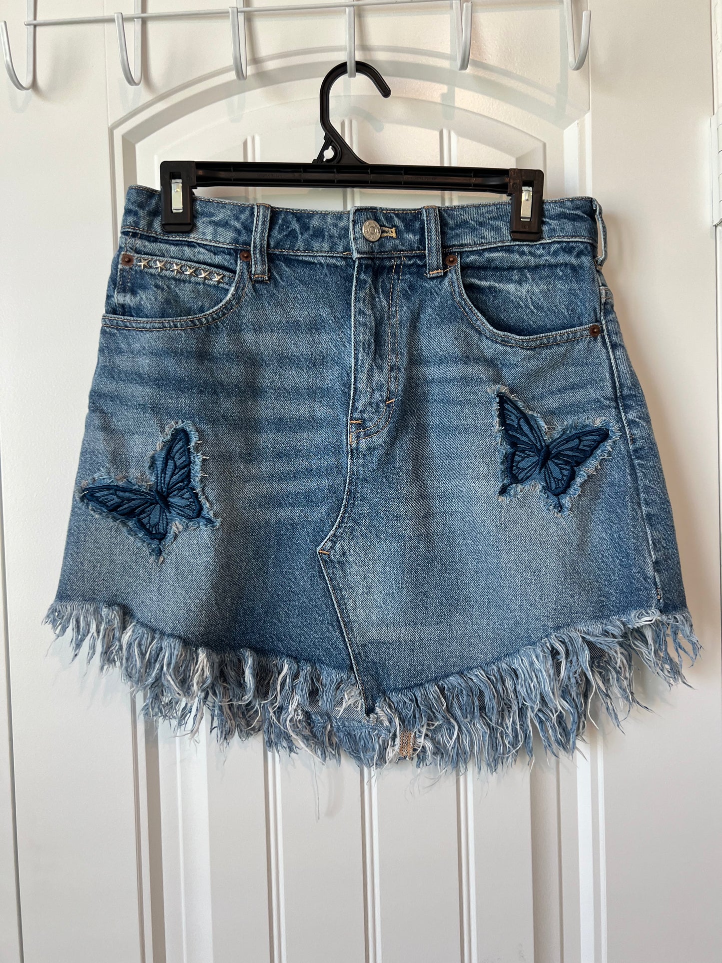(Up) Cycled Denim Fringe Skirt