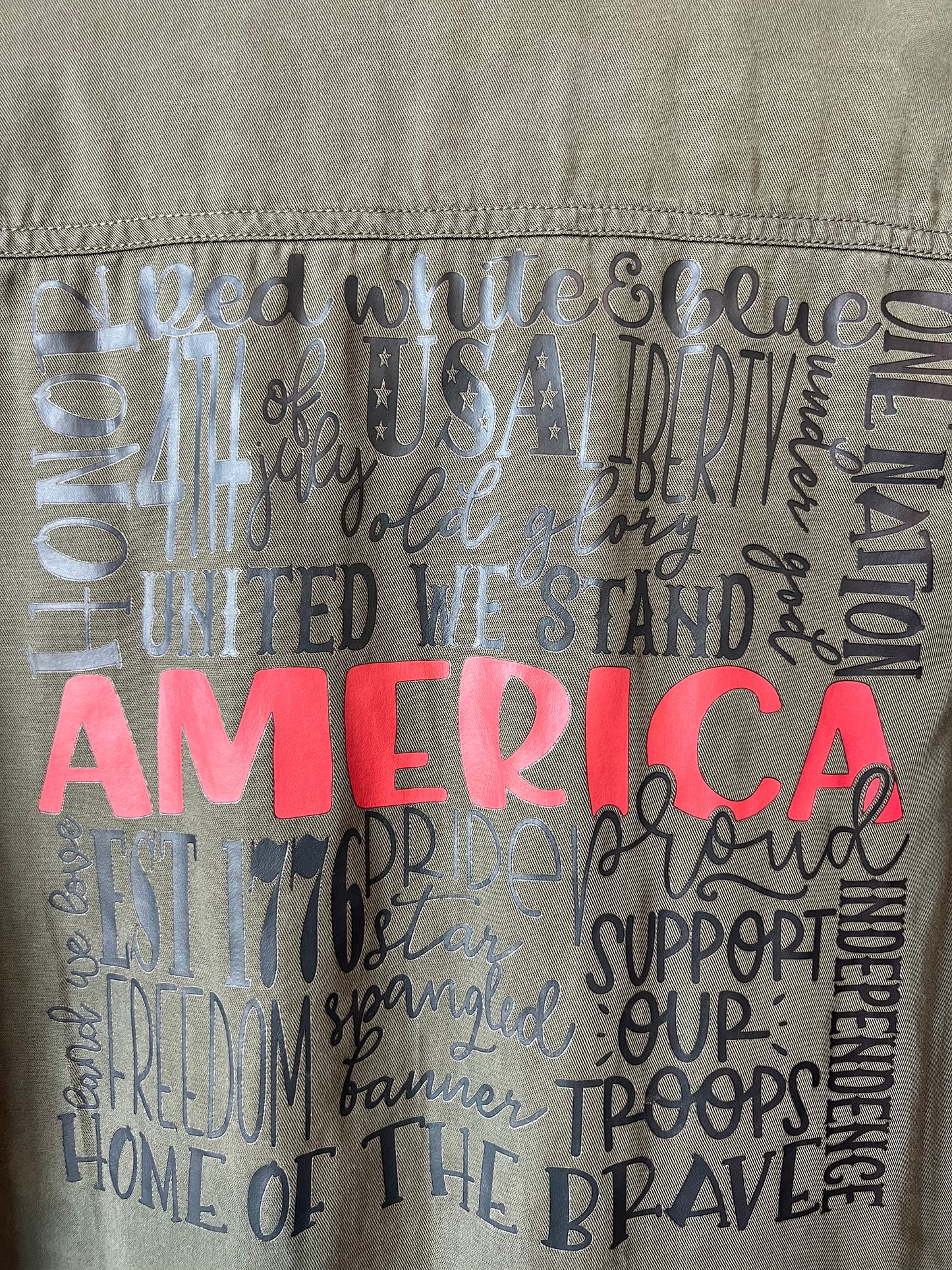 (Up) Cycled Long Sleeve "America" Green Shirt