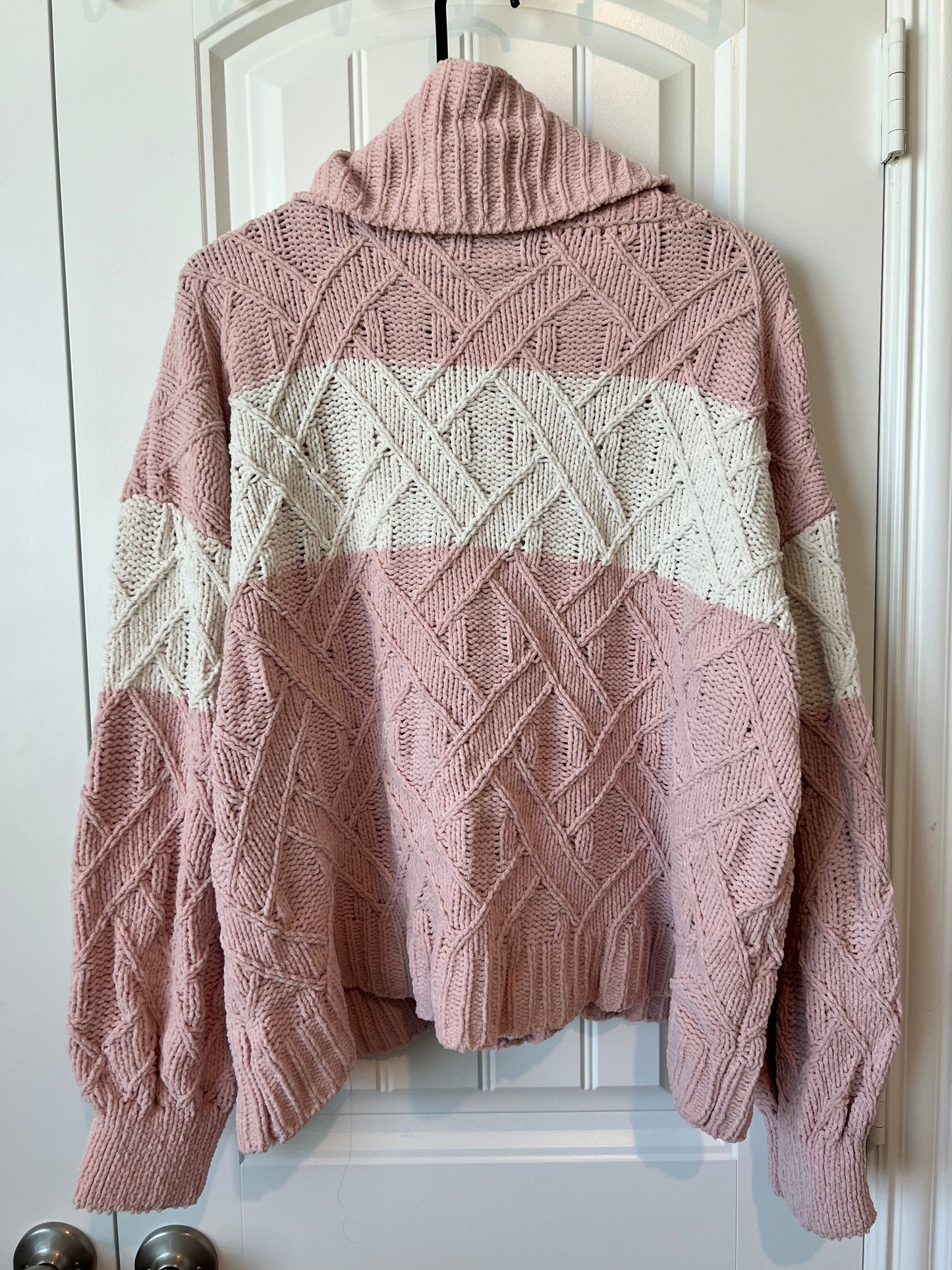 Francesca's Pink and White Turtleneck Sweater