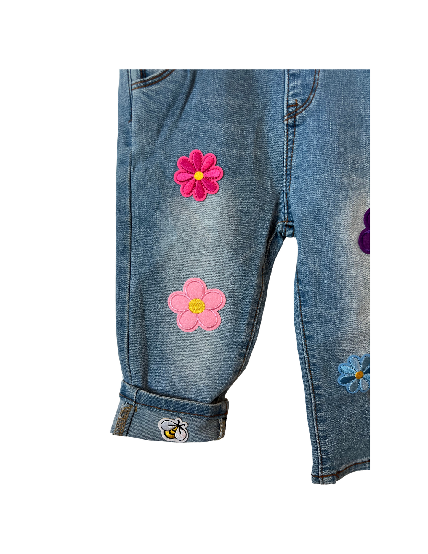 (Up) Cycled Flower Denim Overalls