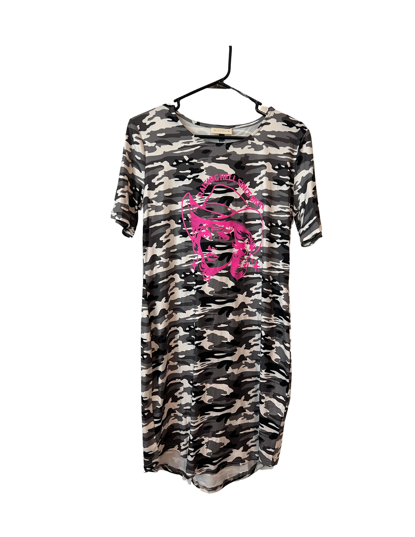 (Up)Cycled Short Sleeve Camouflage Dress - Pink Dolly