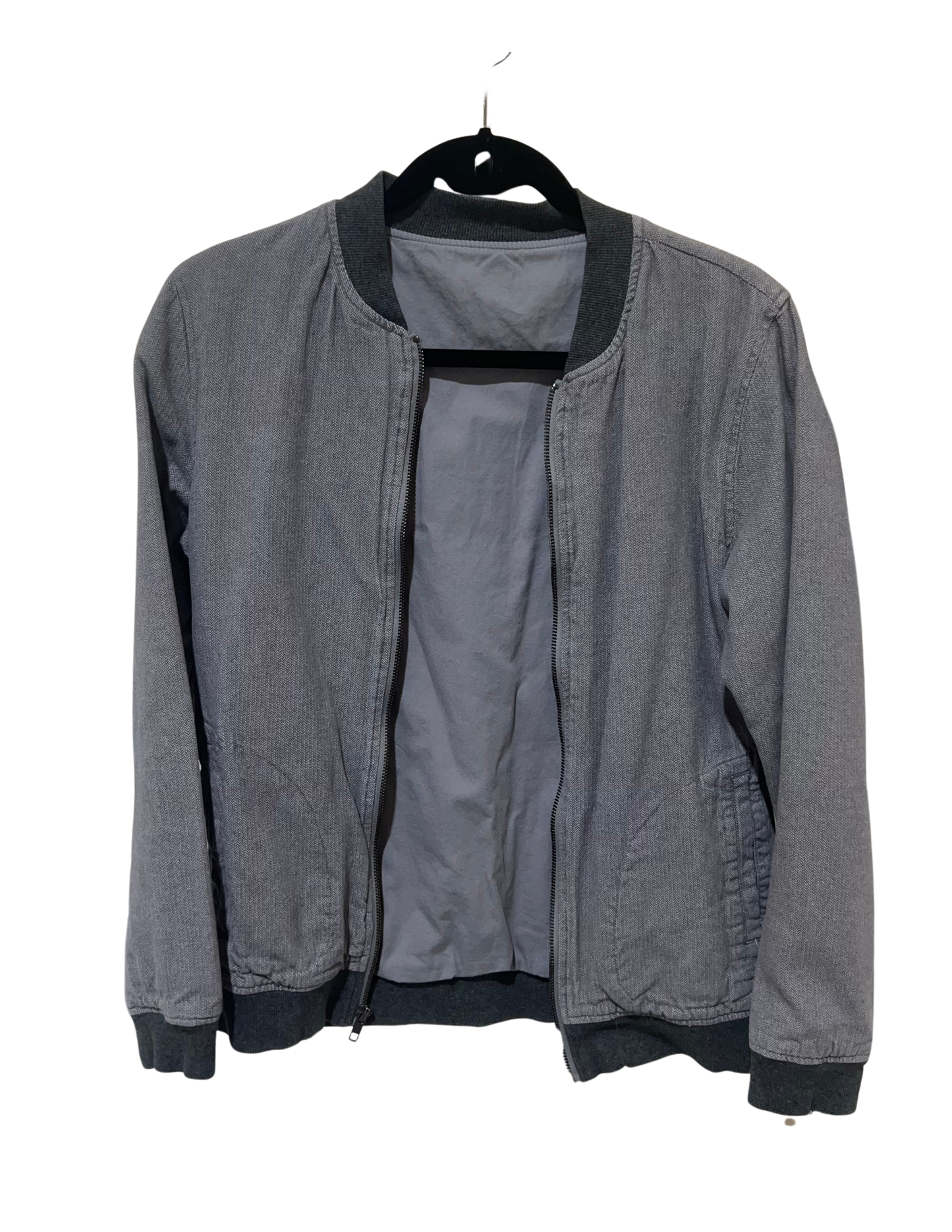 (Up)Cycled Grey Zippered Bomber Long Sleeve Jacket