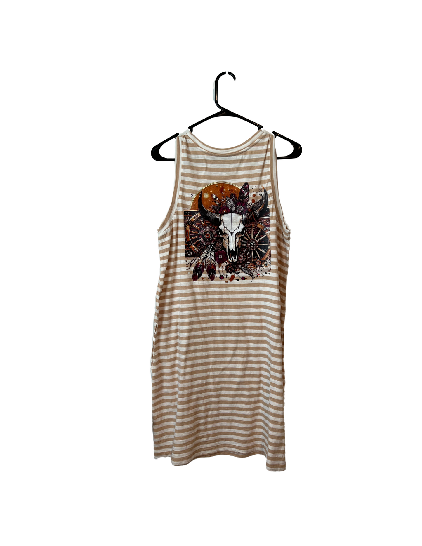 (Up)Cycled Sleeveless T-Shirt Dress - Wagon Wheel