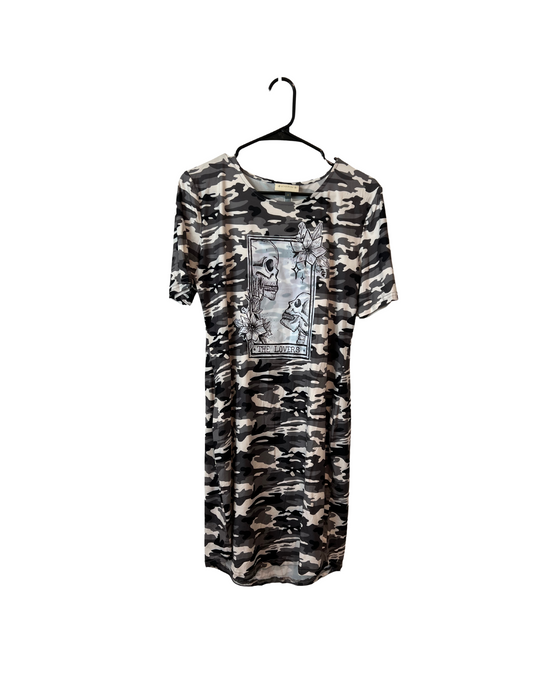 (Up)Cycled Short Sleeve Camouflage Dress - The Lovers