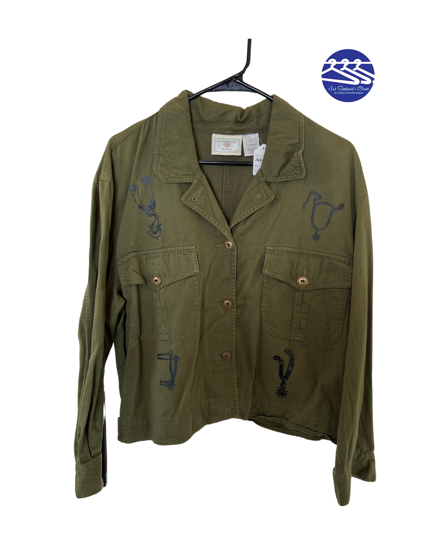 (Up)Cycled Susan Bristol Casual Army Green Long Sleeve Jacket