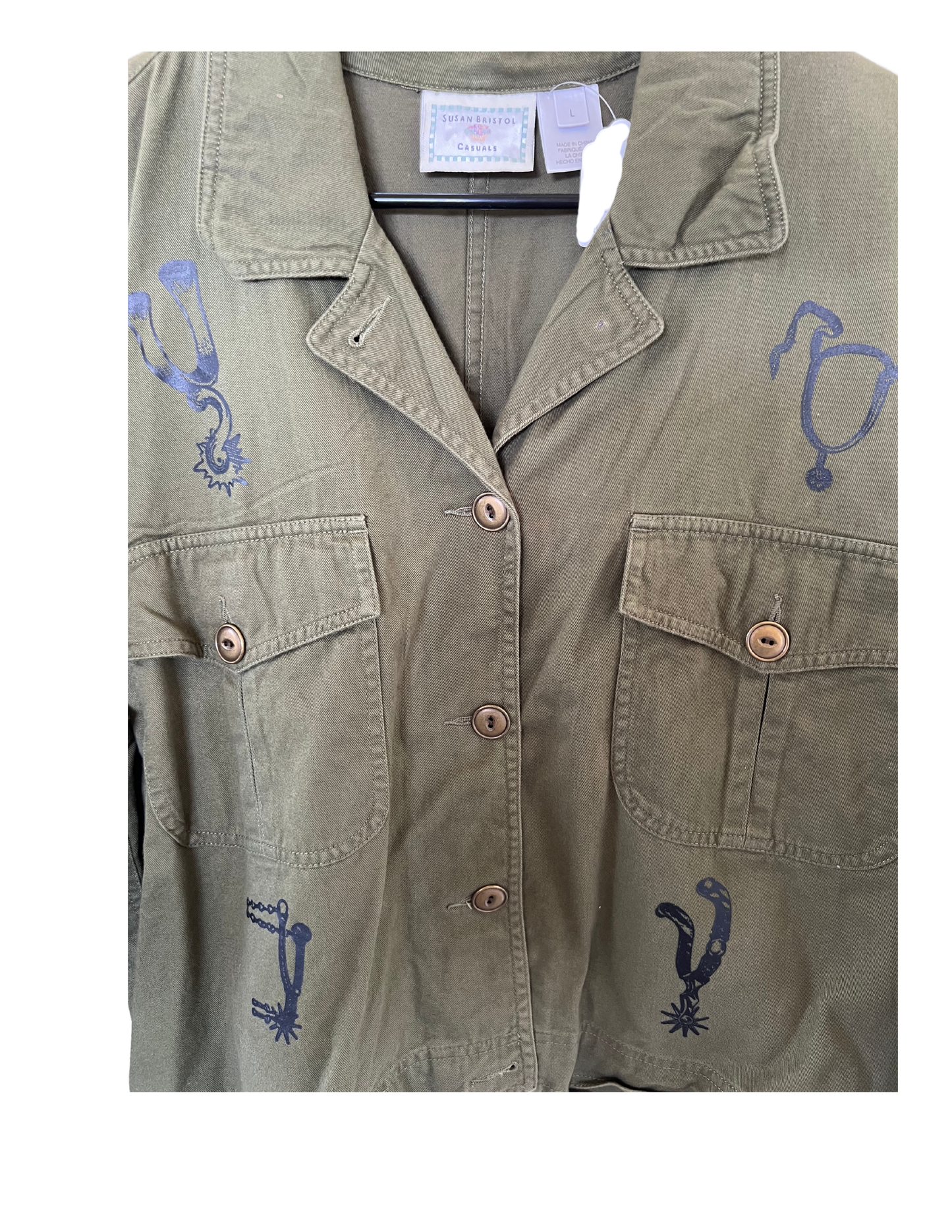 (Up)Cycled Susan Bristol Casual Army Green Long Sleeve Jacket