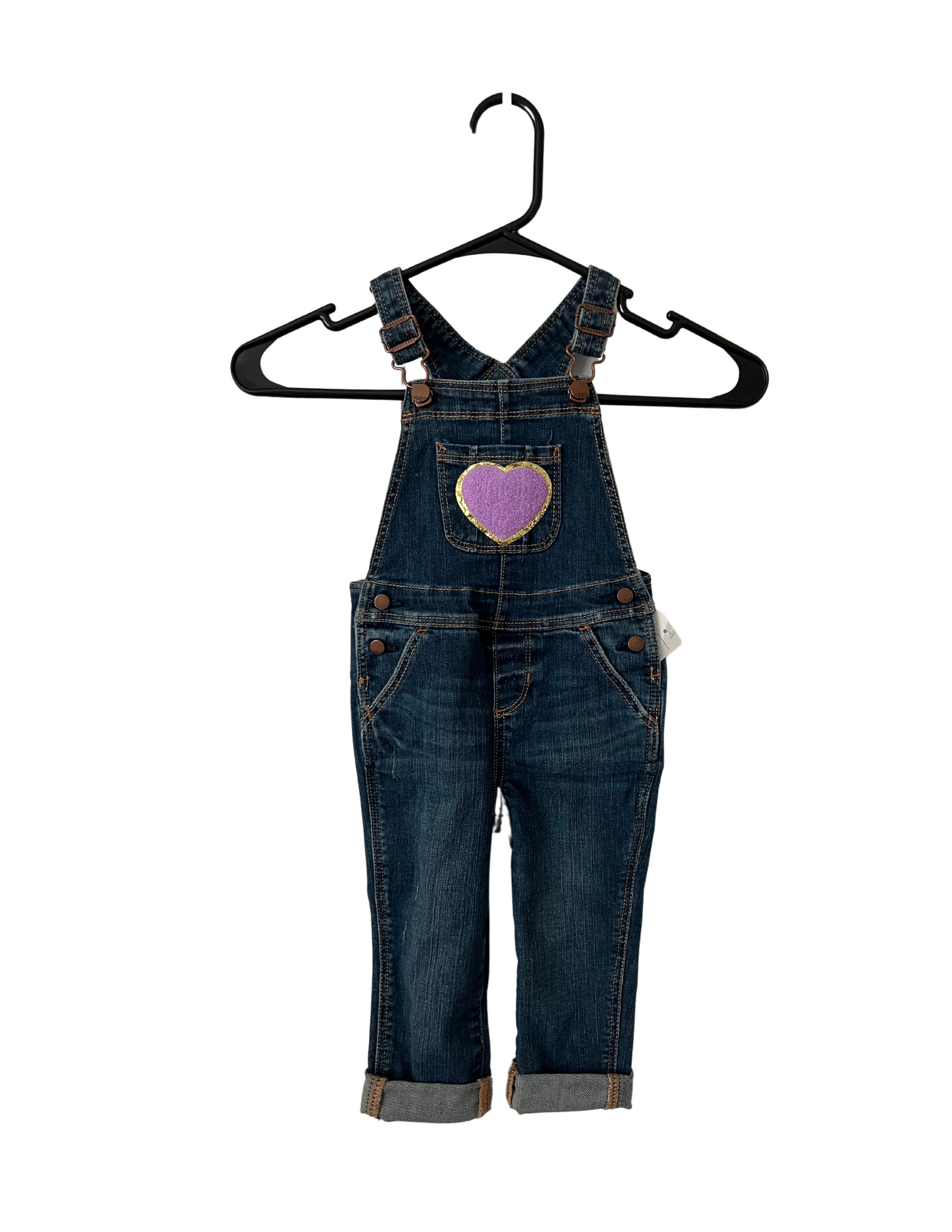 (Up)Cycled Toddler Denim Overalls - Purple Heart