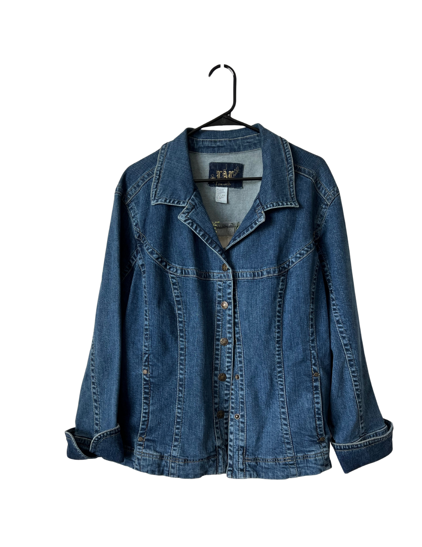 (Up)Cycled Denim Jacket With Flower Sheer Panel