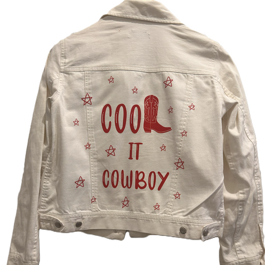 (Up)cycled Cool it Cowboy White Denim Jacket