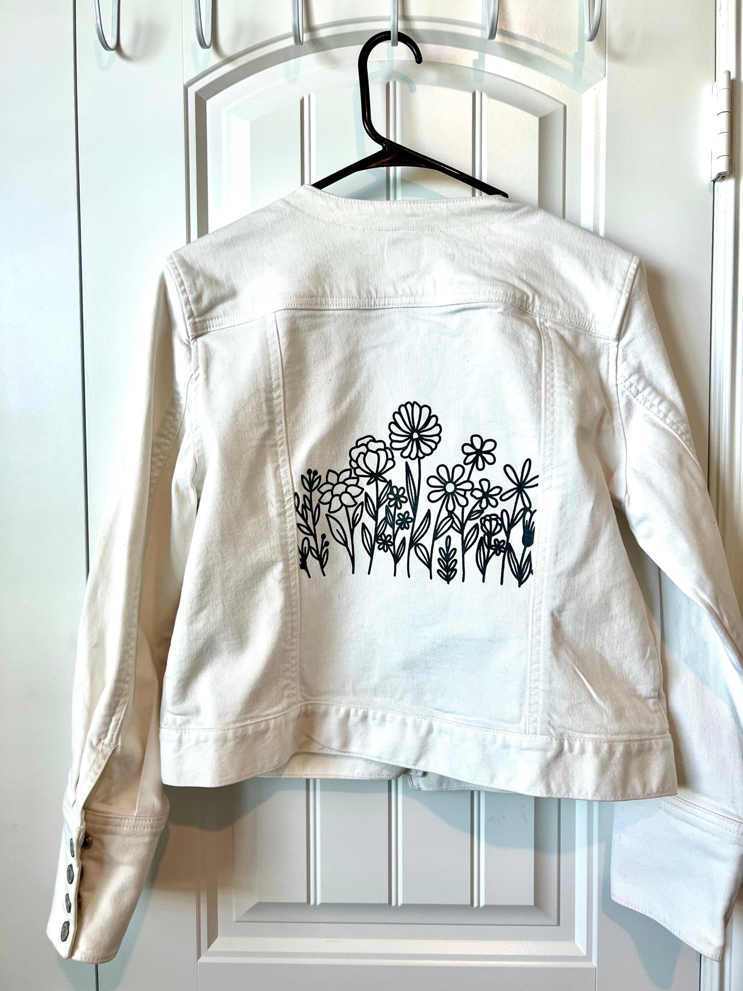 (Up) Cycled Wild Flowers White Denim Jacket