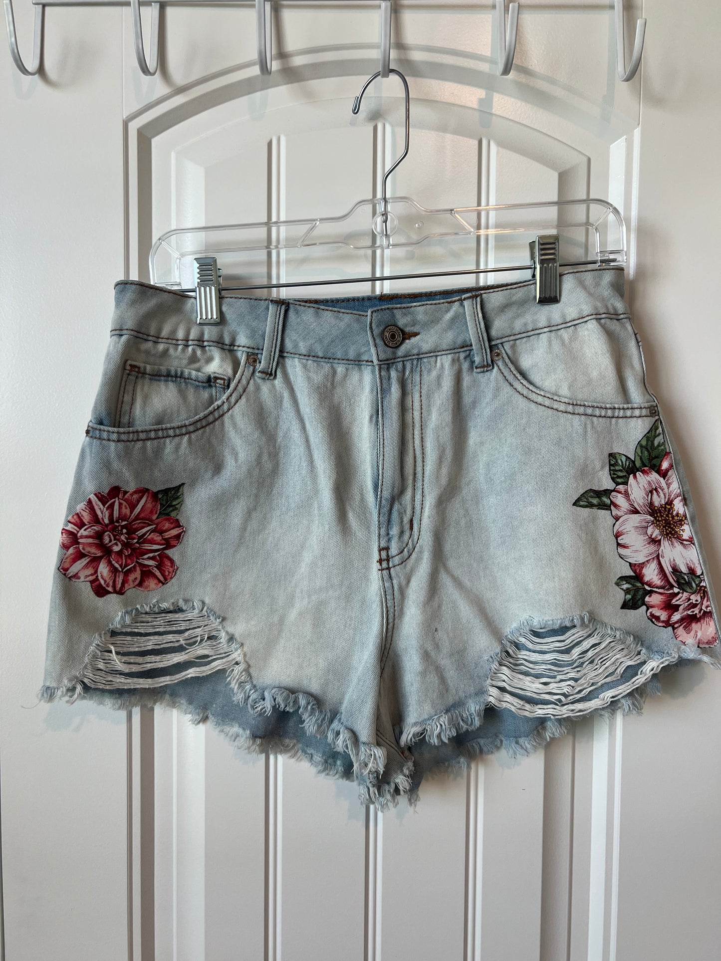 (Up) Cycled  Light Washed Flower Shorts