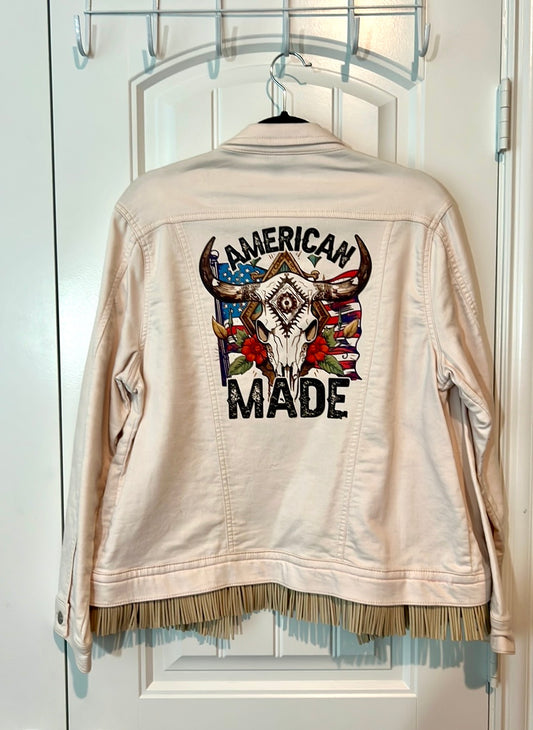 (Up)Cycled Cow Skull Light Pink Jacket