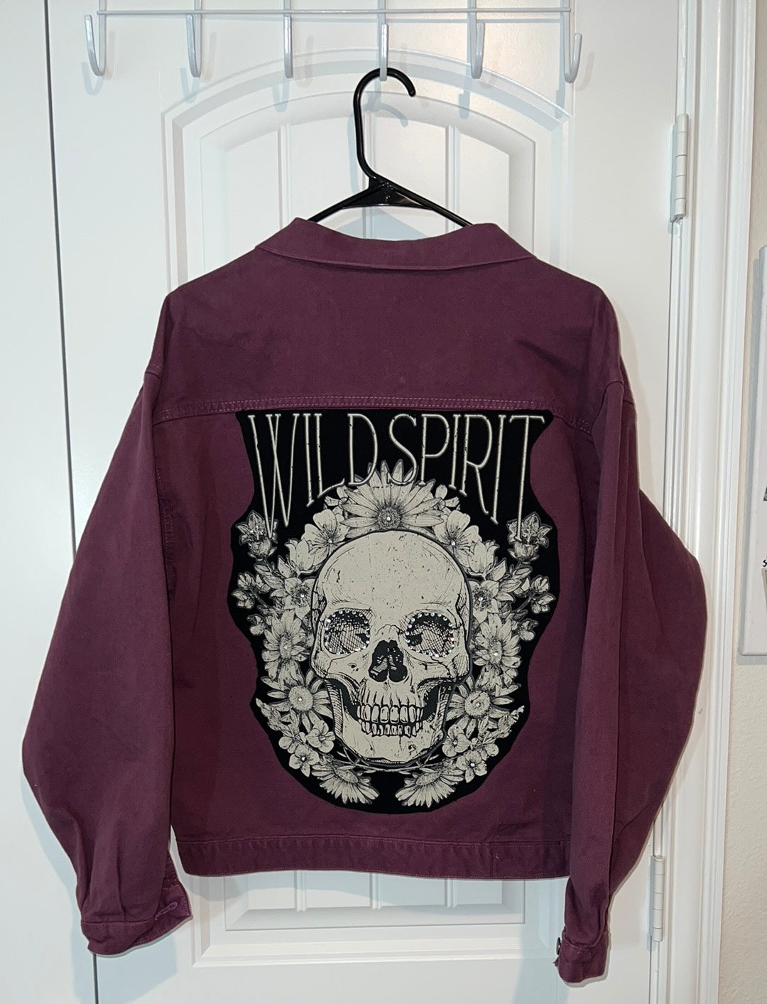 (Up) Cycled Purple Heavy Jacket with Skull & Rhinestones