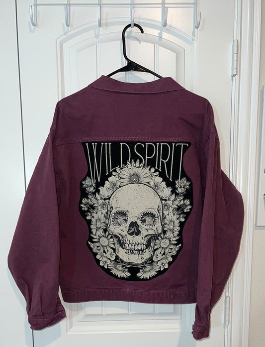 (Up) Cycled Purple Heavy Jacket with Skull & Rhinestones
