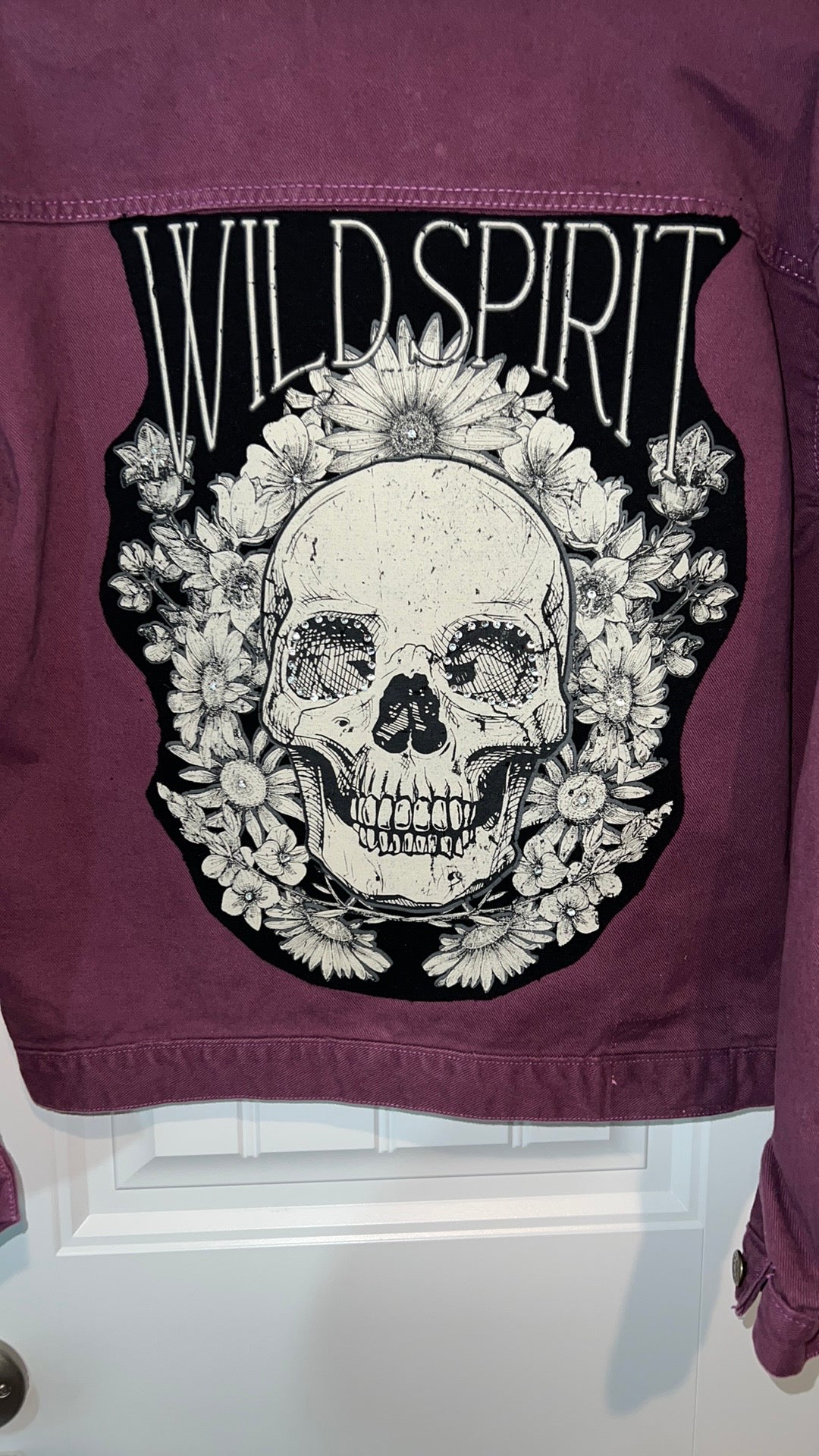 (Up) Cycled Purple Heavy Jacket with Skull & Rhinestones