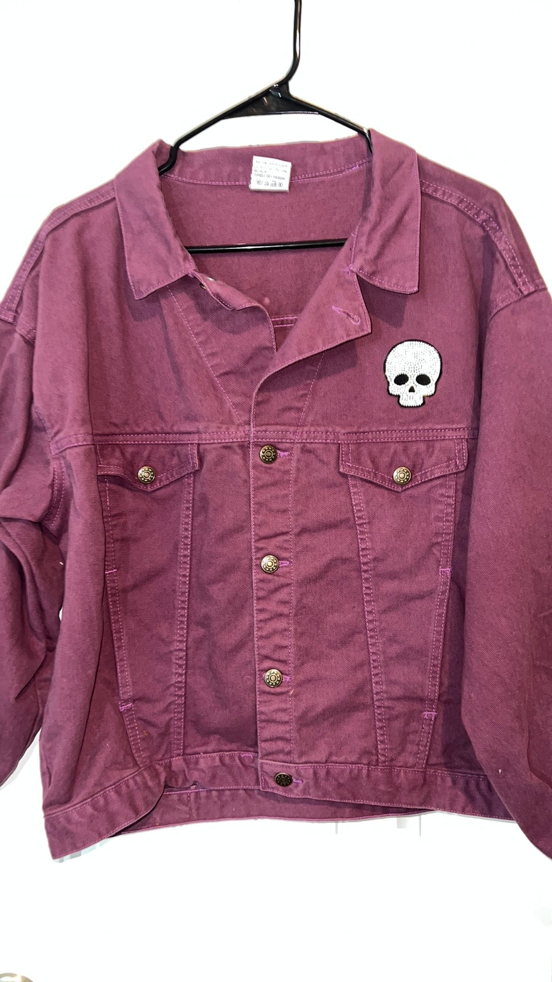 (Up) Cycled Purple Heavy Jacket with Skull & Rhinestones