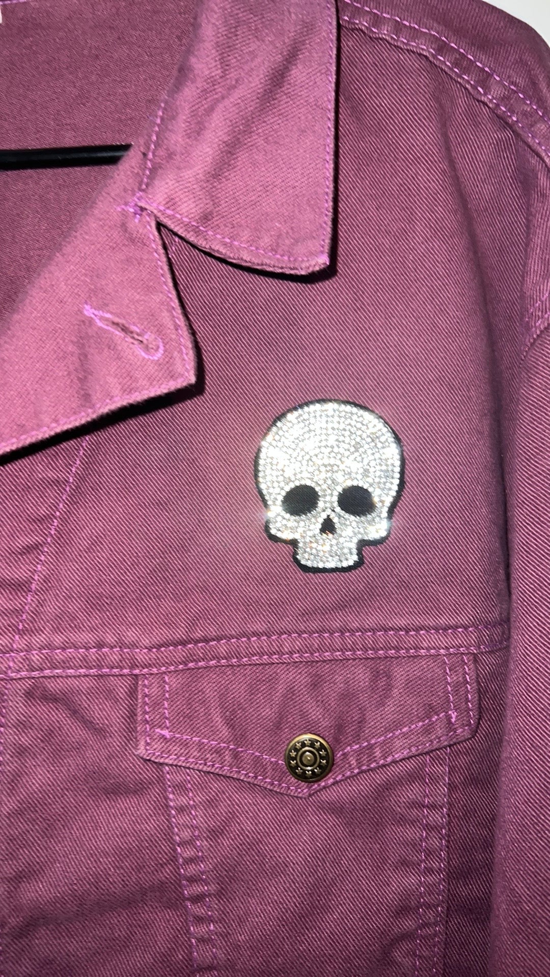 (Up) Cycled Purple Heavy Jacket with Skull & Rhinestones