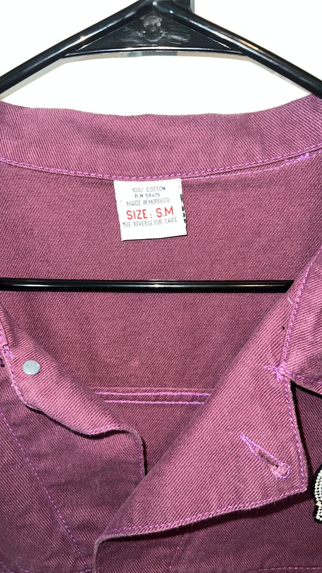 (Up) Cycled Purple Heavy Jacket with Skull & Rhinestones