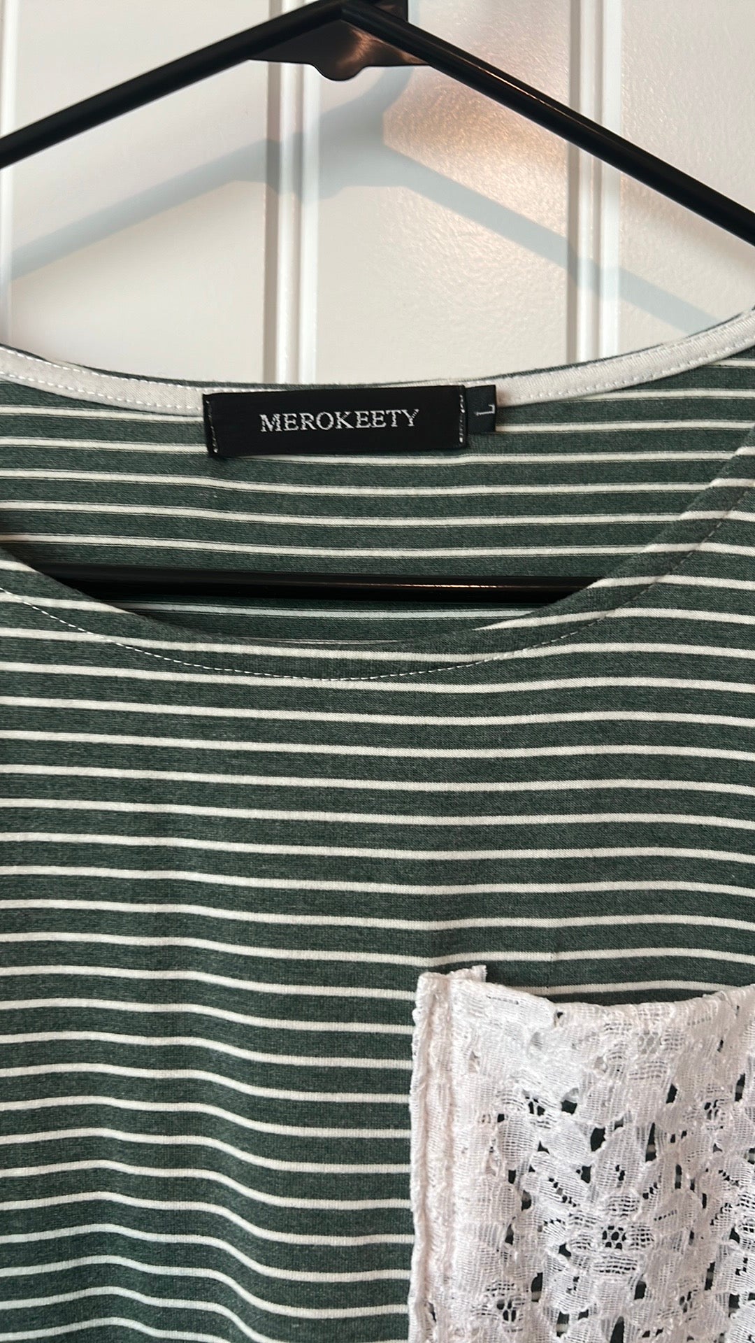 (Up) Cycled Green Striped Dress with Denim Skirt