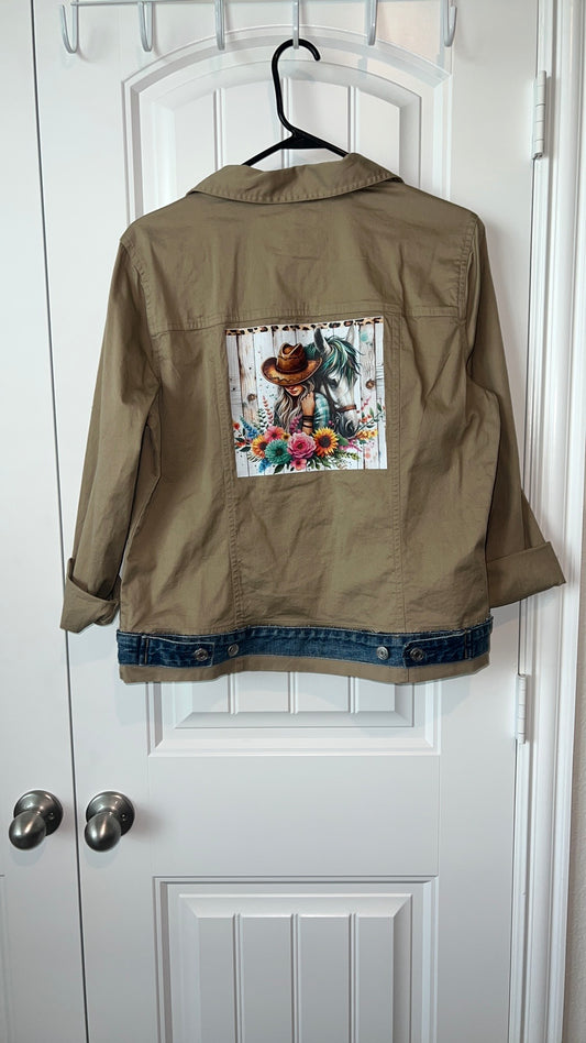 (Up) Cycled Tan Jacket with Denim Feature