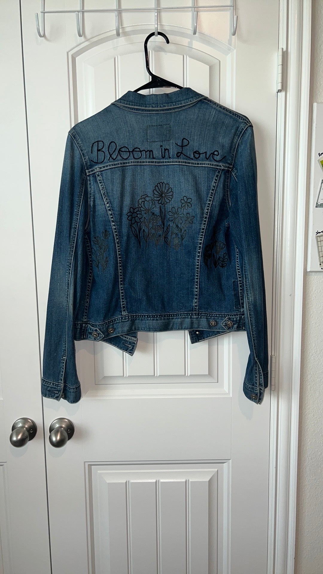 (Up)Cycled Denim Flowered Jacket with embroidery