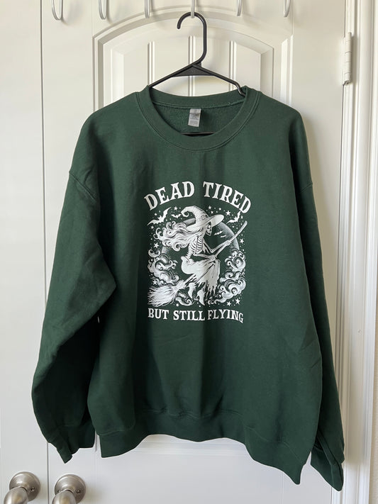 NEW Green Graphic "Dead Tired" Sweater