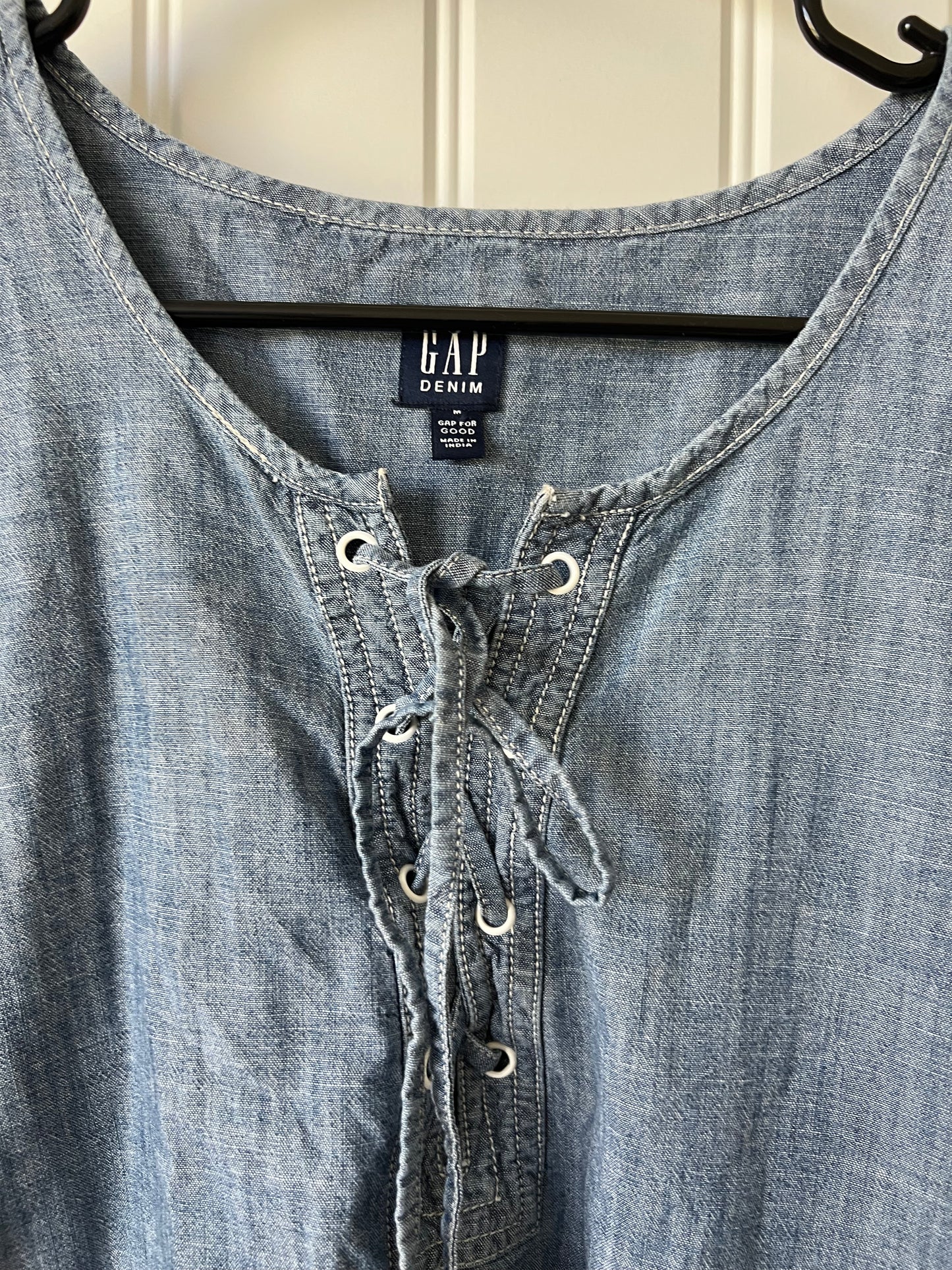 (Up) Cycled GAP Blue Denim Top with Crochet Hem
