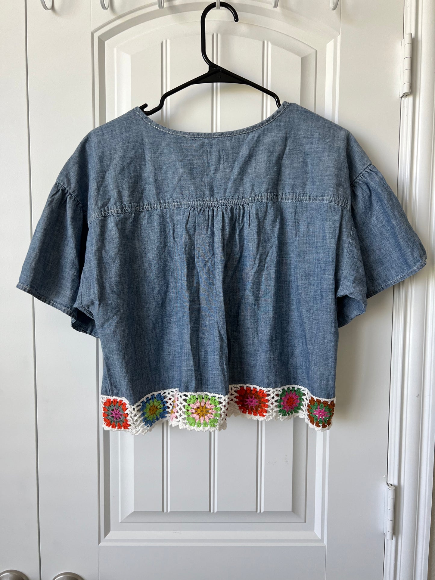 (Up) Cycled GAP Blue Denim Top with Crochet Hem