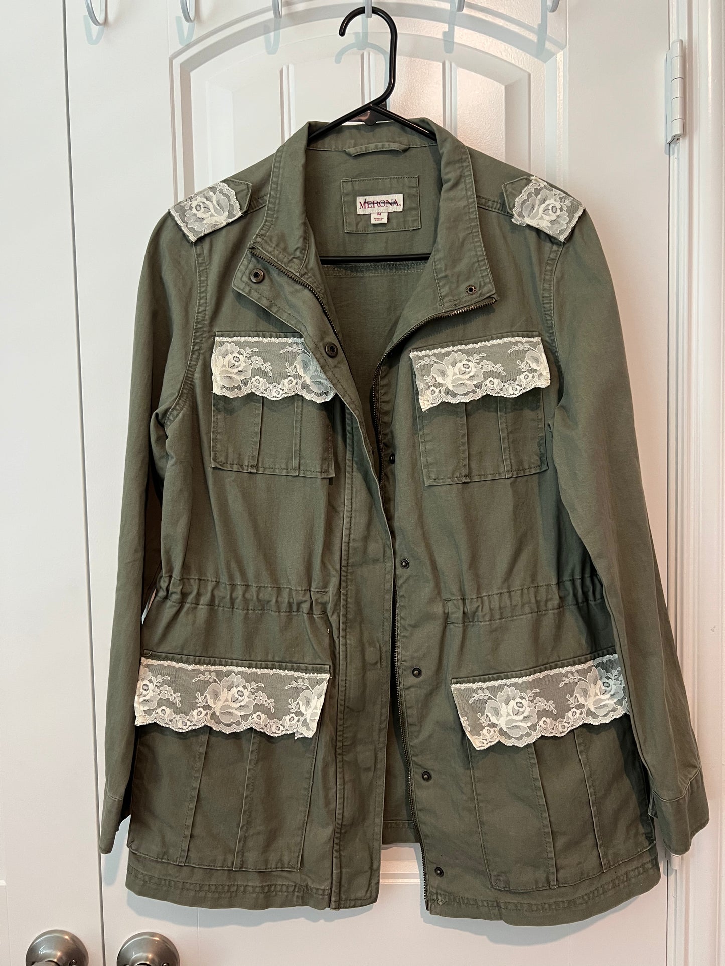 (Up)Cycle Army Green Jacket - Pink Cactus