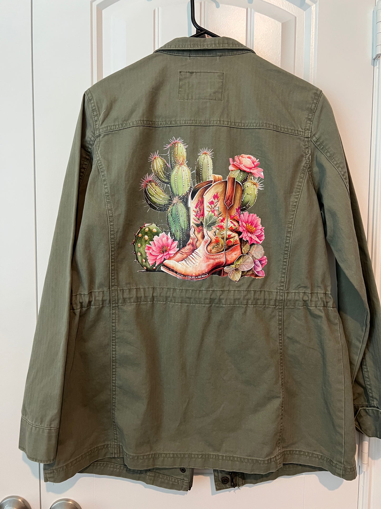 (Up)Cycle Army Green Jacket - Pink Cactus
