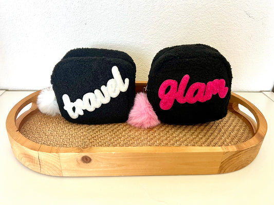 Travel and Glam Pouches with Pom Poms