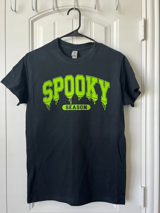 Black T-Shirt with Green 'Spooky Season' Print