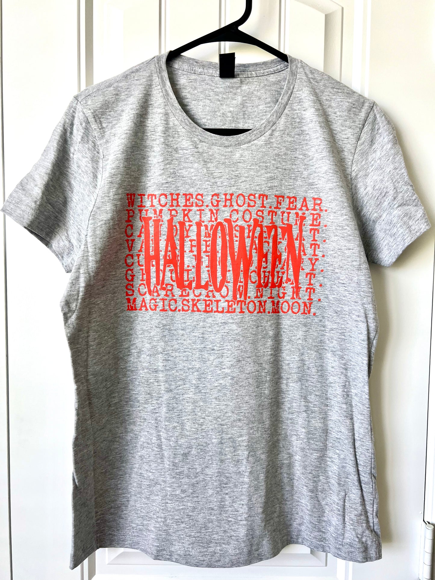Gray and Orange Halloween Graphic T-Shirt