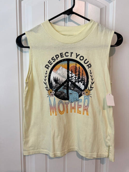 (Up) Cycled Yellow Muscle Shirt (Respect Your Mother)