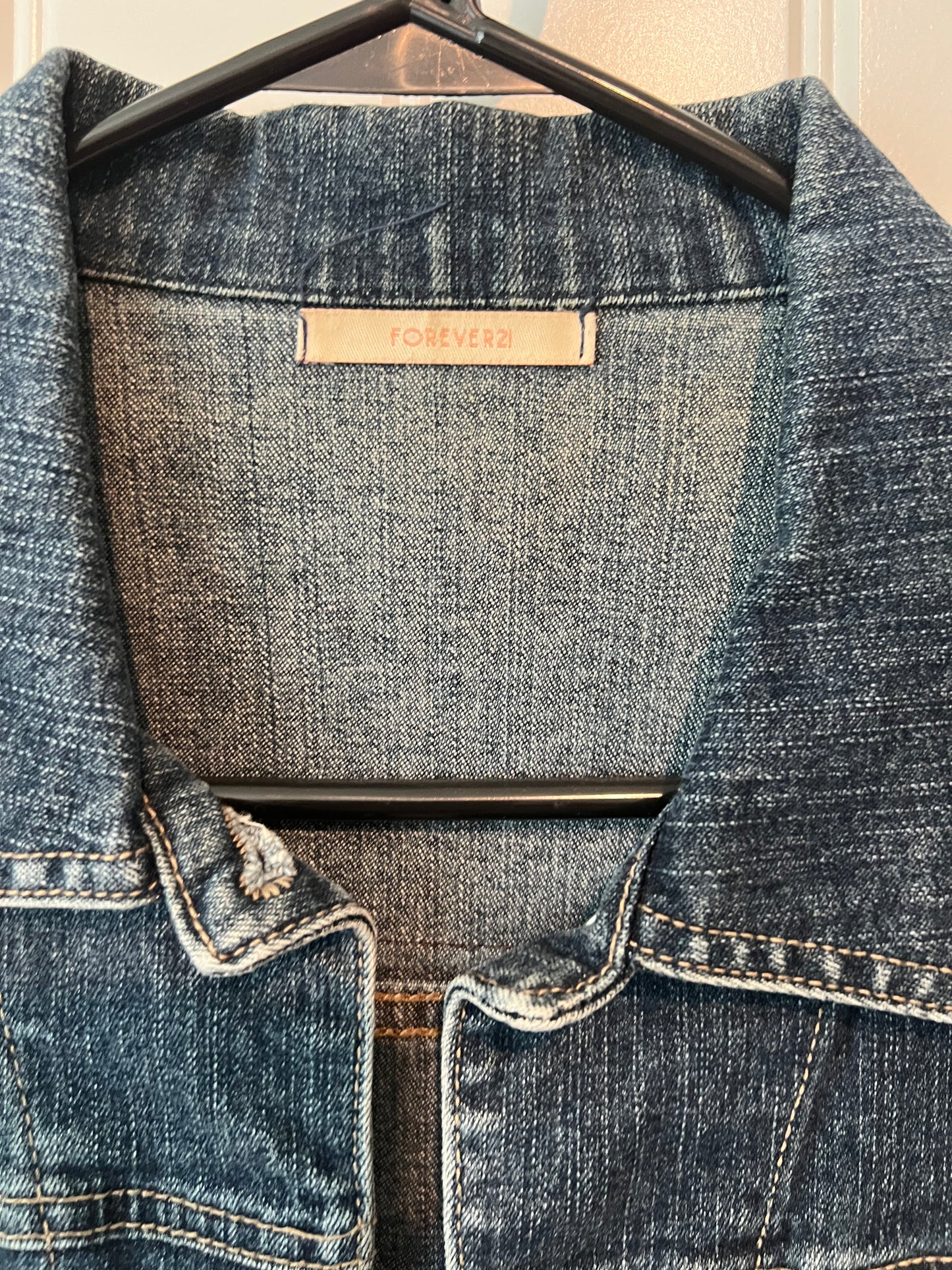 (Up) Cycled Faux Leather Fringe Denim Jacket