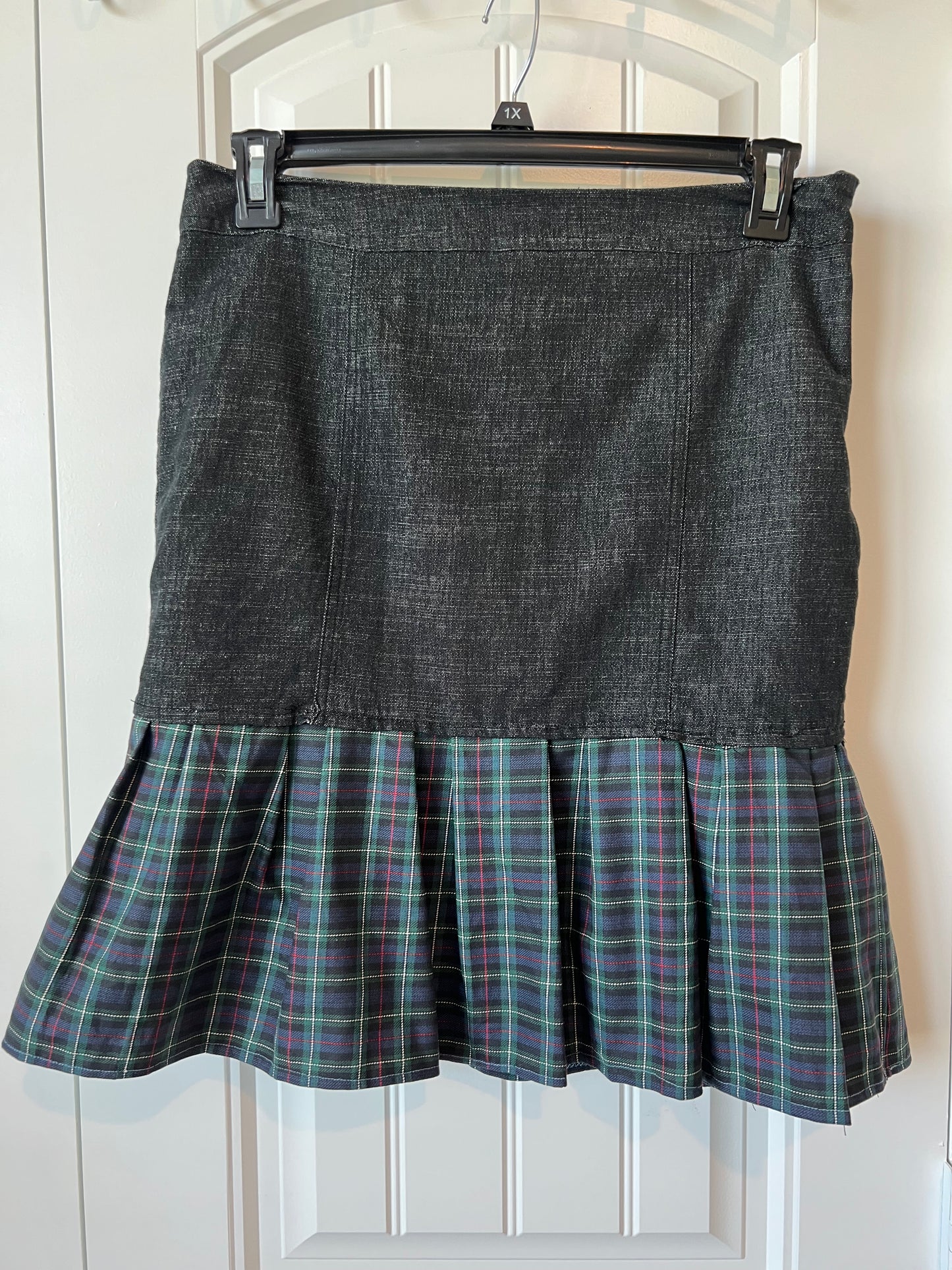 (Up) Cycled Skirt with Denim and Plaid