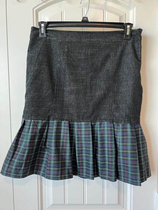 (Up) Cycled Skirt with Denim and Plaid