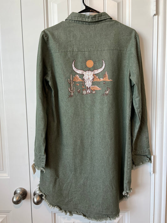 (Up) Cycled Green Long Sleeve Dress