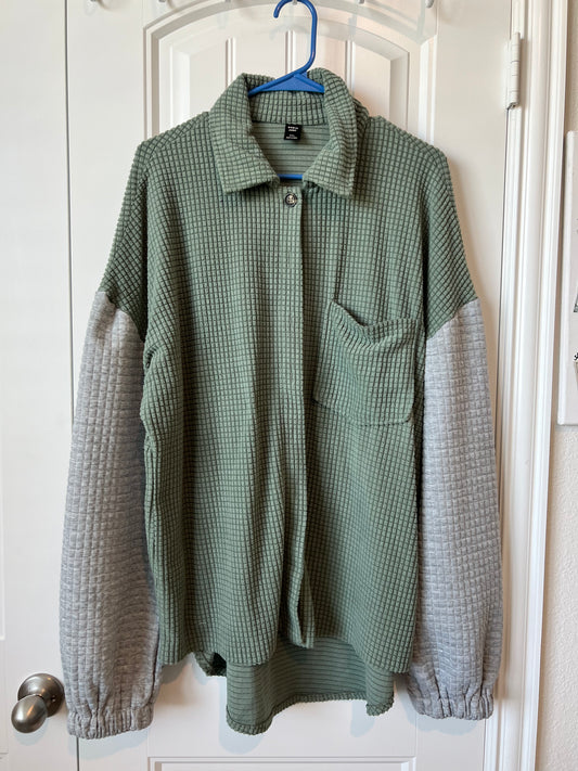 (Up) Cycled Waffle Button Up Long Sleeve