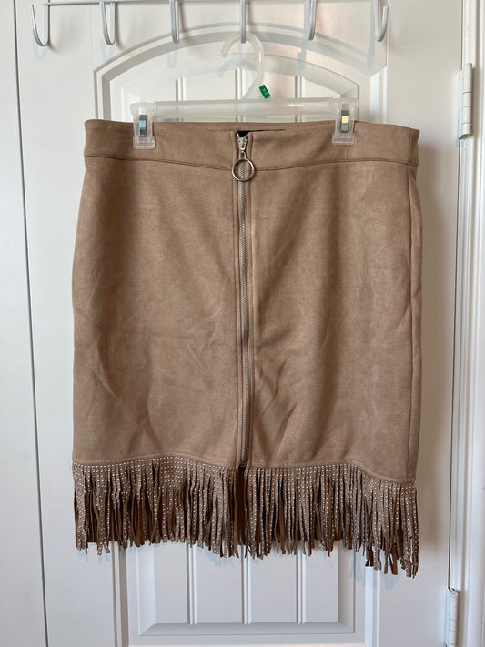EUC Alice Blue Faux Suede Fringe Skirt
