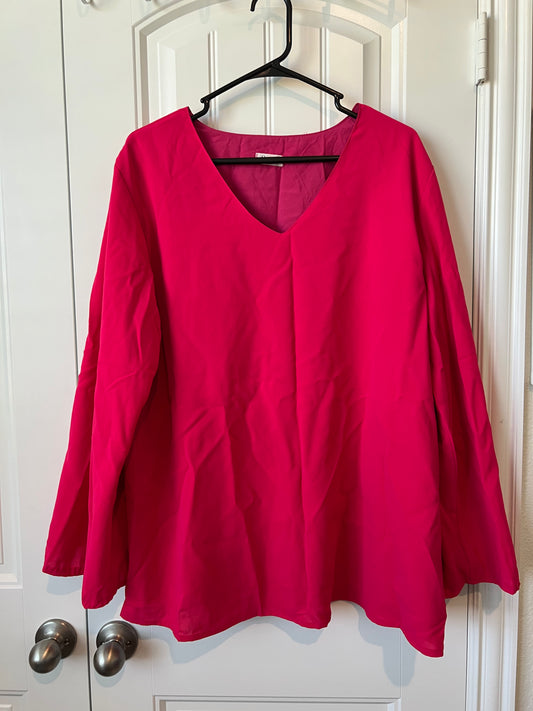 Qearal Hot Pink Long Sleeve Blouse