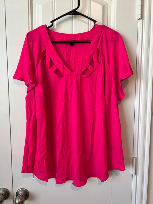 Torrid Bright Pink Short Sleeve Blouse