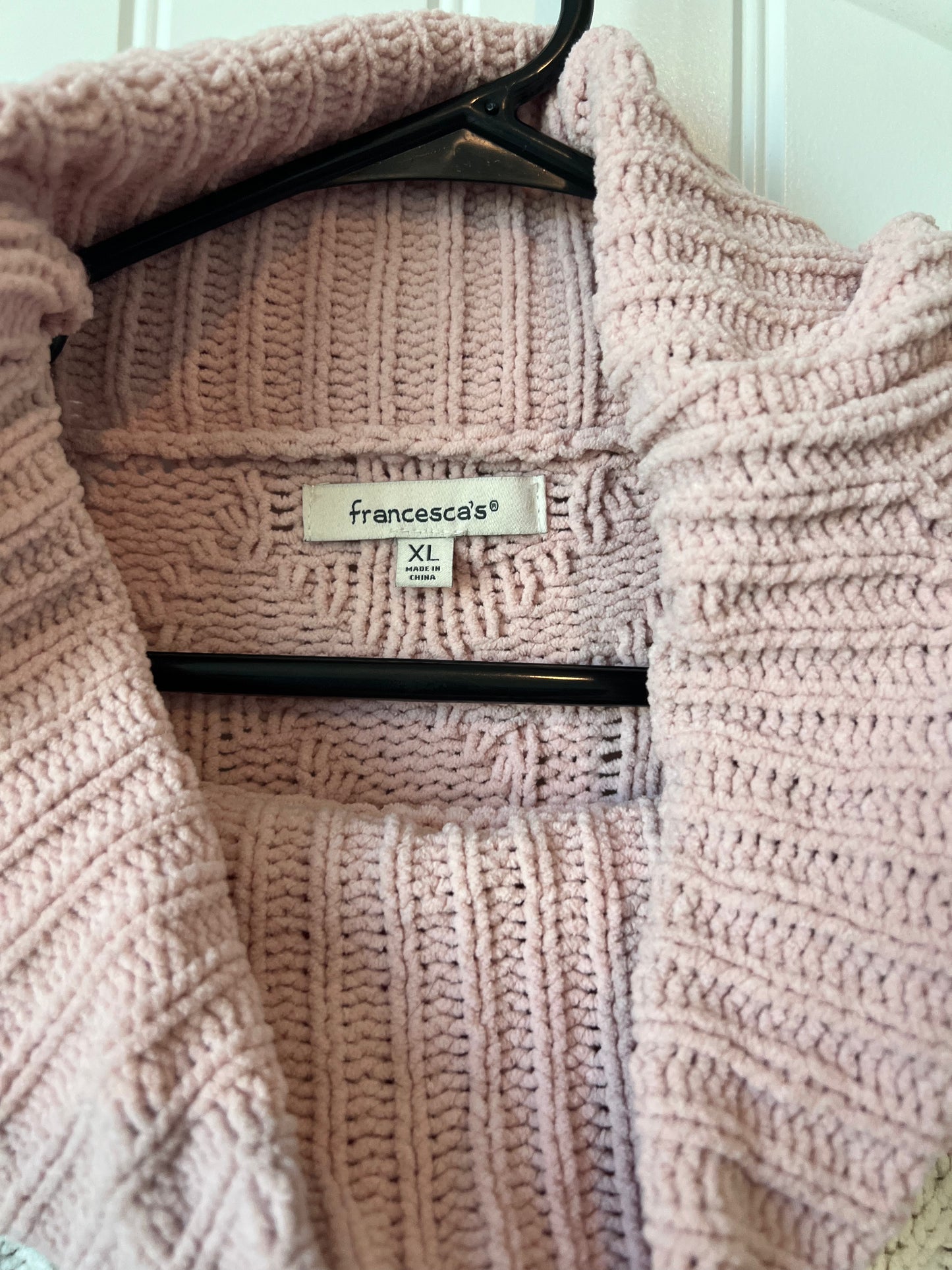 Francesca's Pink and White Turtleneck Sweater