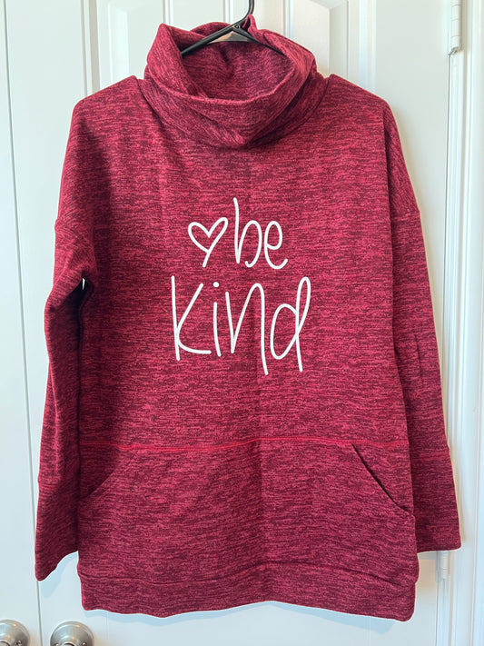 Long Red Marble Mock Turtleneck Sweater