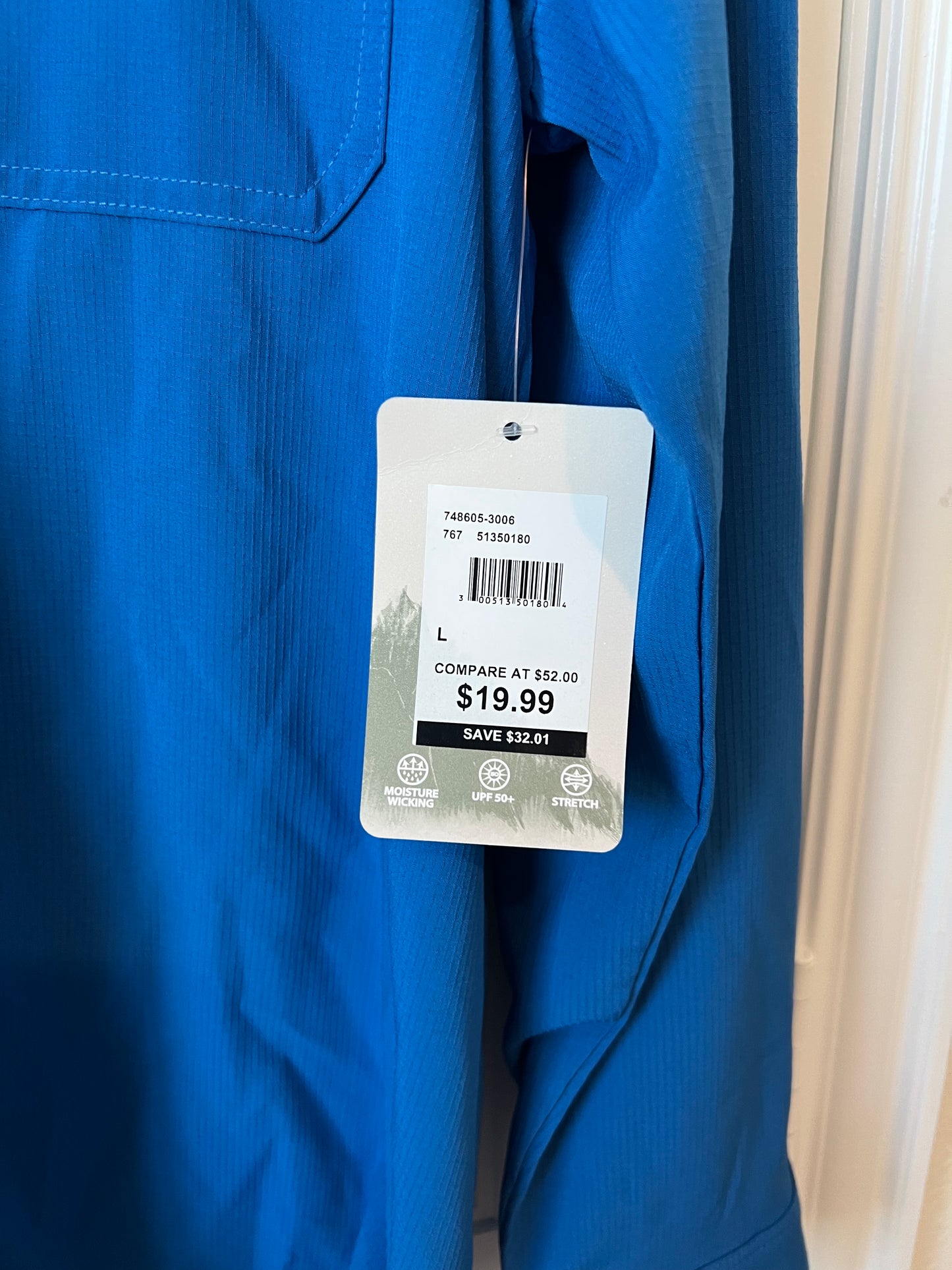 NWT Sun River Blue Long Sleeve UPF Shirt