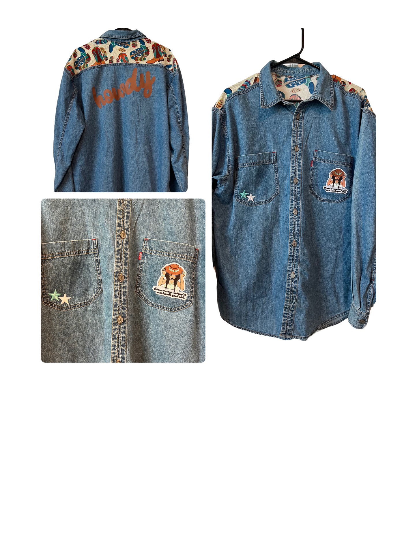 (Up)Cycled Red-Tab Levi's Denim Button Down Shirt - Howdy