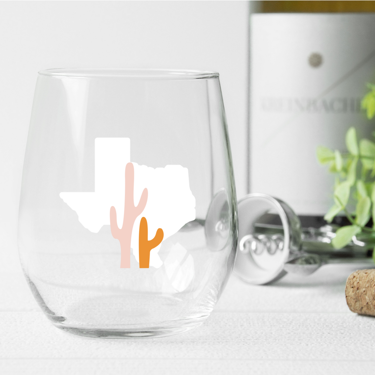 Texas Cactus Wine Glass